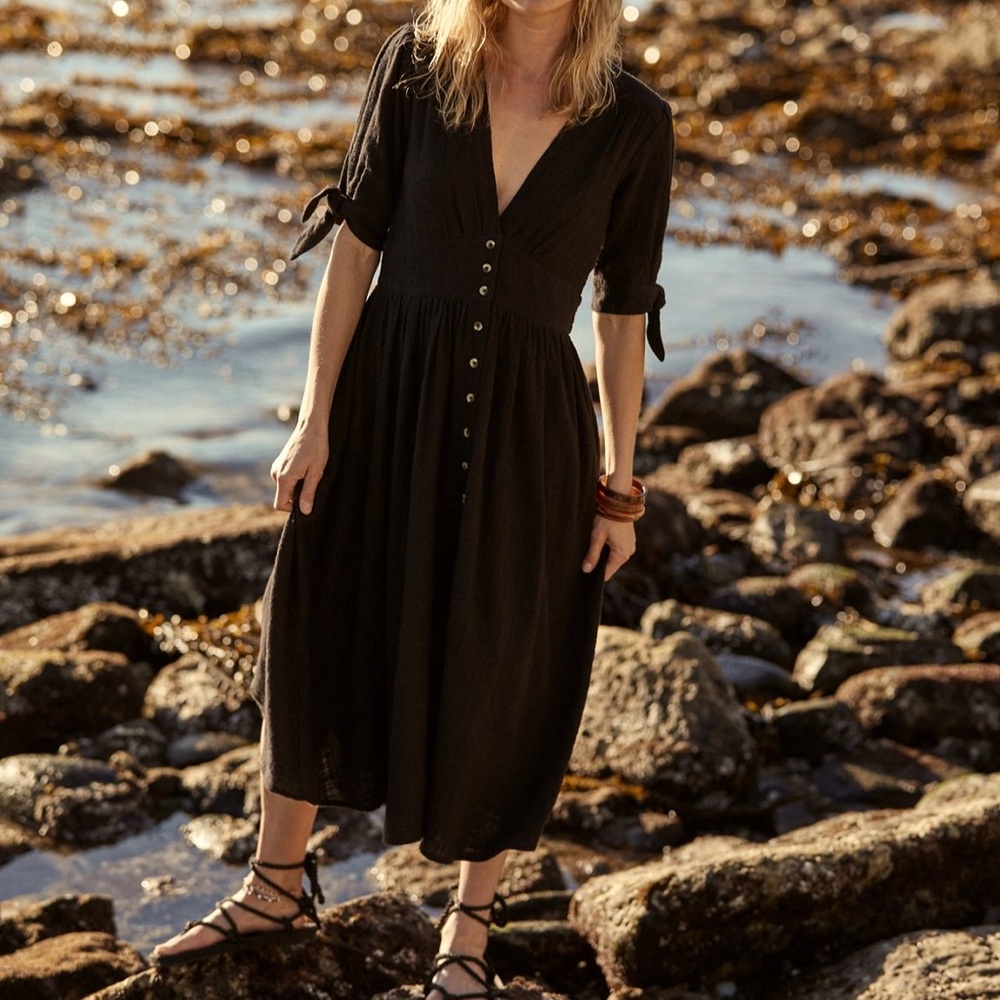 Free people Love My Life Midi Dress Black